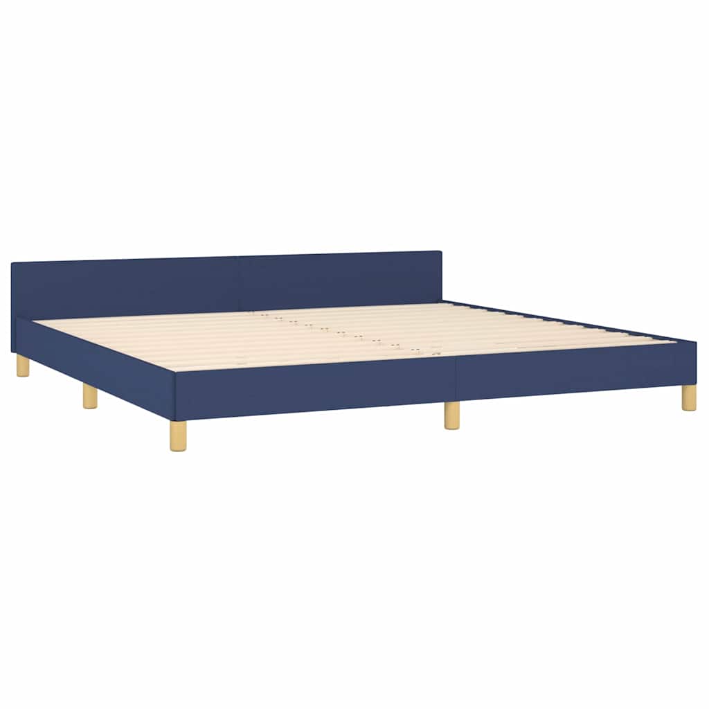 Bedframe met hoofdeinde zonder matras 200x200 cm stof blauw – afbeelding 4