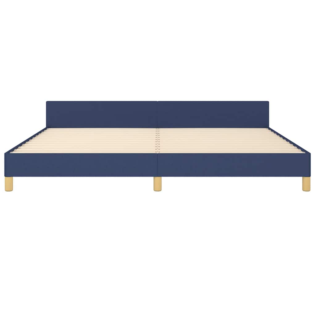 Bedframe met hoofdeinde zonder matras 200x200 cm stof blauw – afbeelding 5