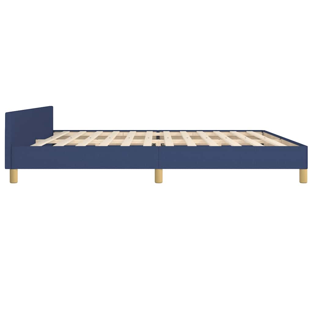 Bedframe met hoofdeinde zonder matras 200x200 cm stof blauw – afbeelding 6