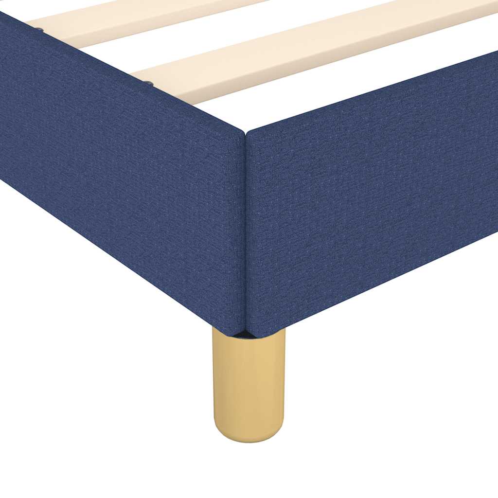 Bedframe met hoofdeinde zonder matras 200x200 cm stof blauw – afbeelding 7