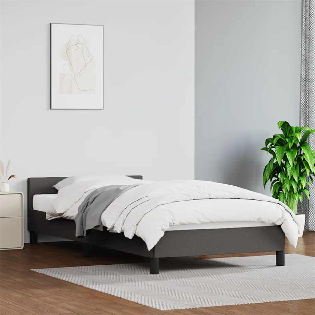 Bedframe met hoofdeinde zonder matras 90x200 cm grijs – afbeelding 1