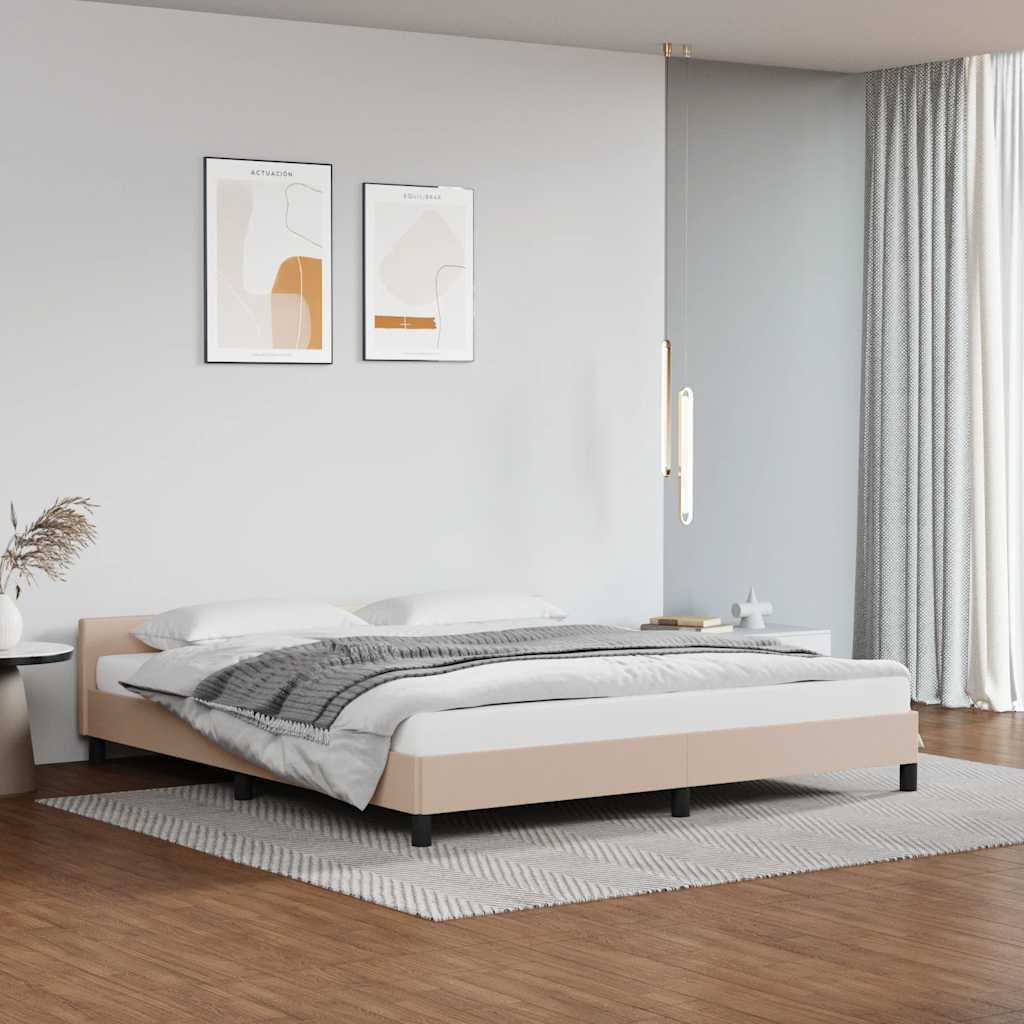 Bedframe met hoofdeinde zonder matras Cappuccino 180x200 cm – afbeelding 1