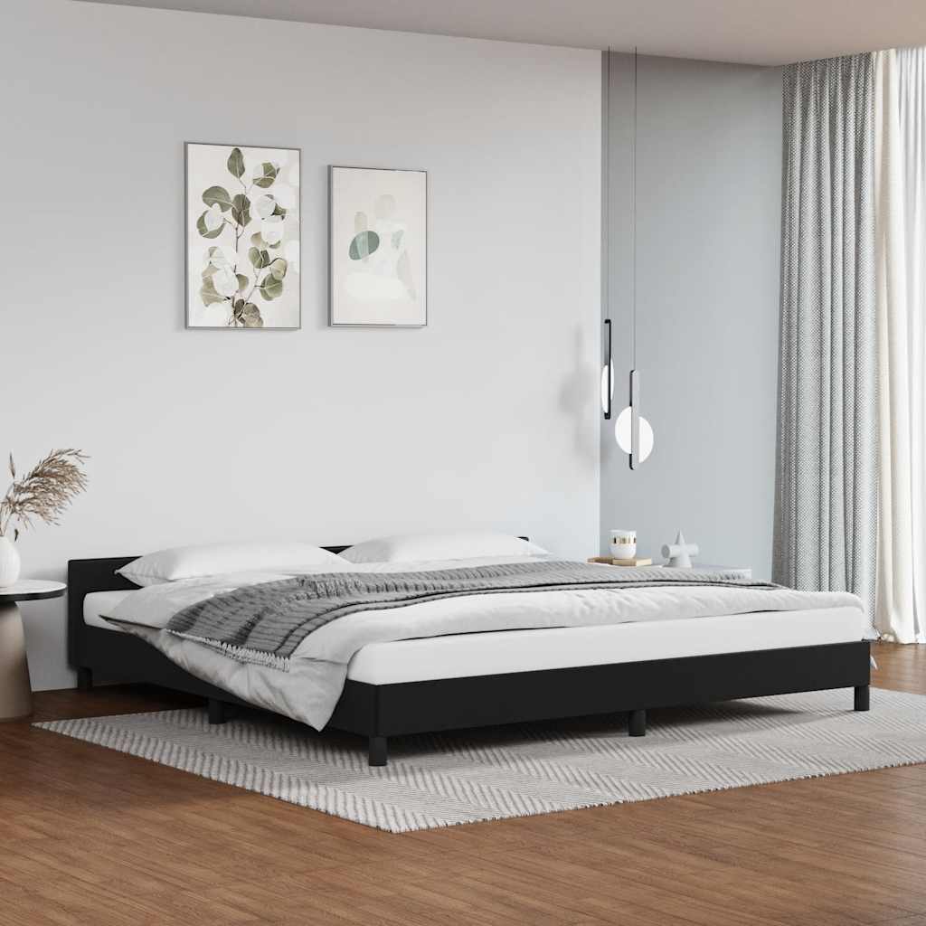 Bedframe met hoofdeinde zonder matras 200x200 cm zwart – afbeelding 1