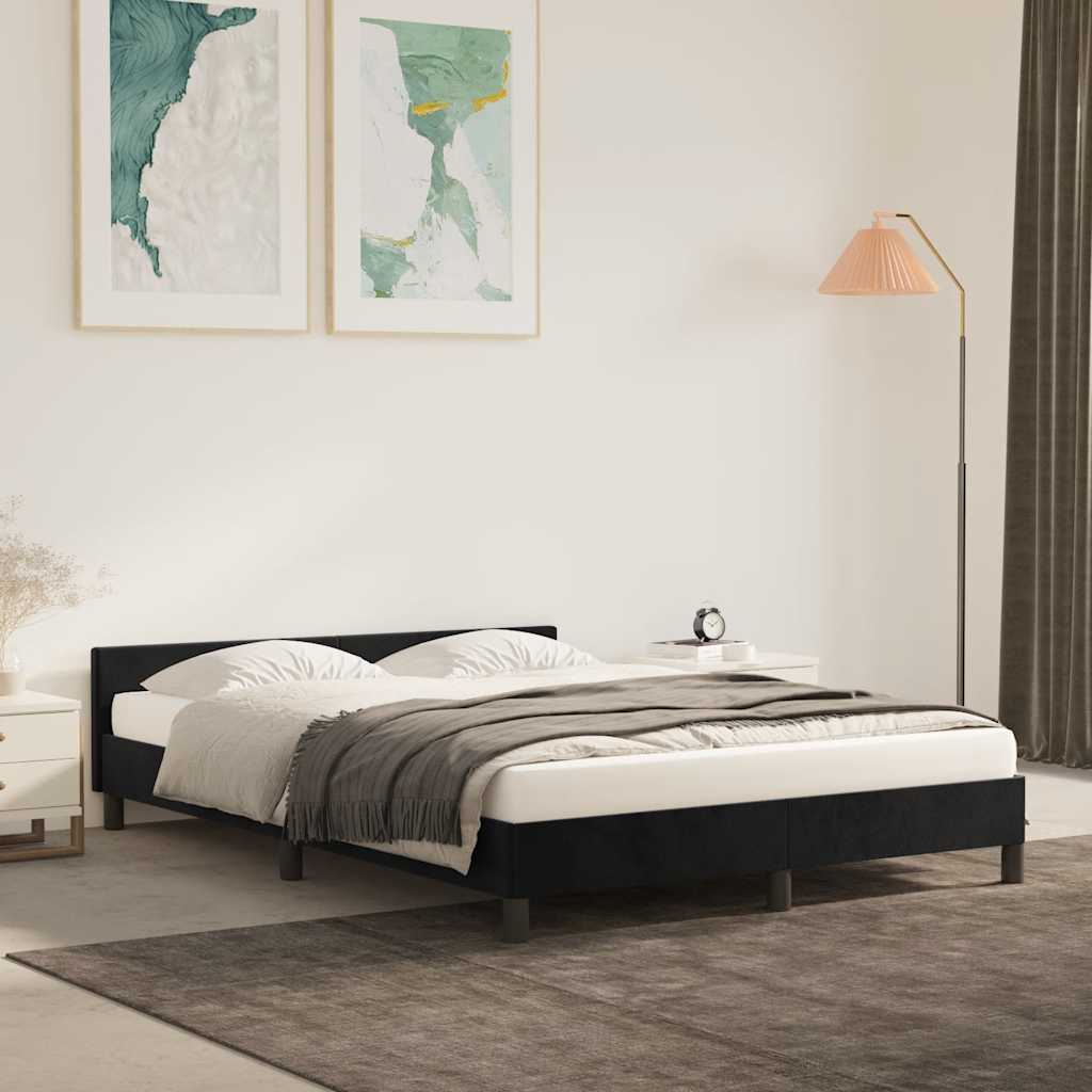 Bedframe zonder matras 140x200 cm fluweel zwart – afbeelding 1