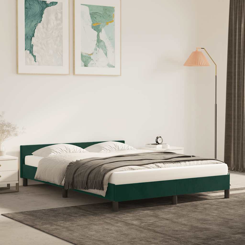 Bedframe zonder matras 140x200 cm fluweel donkergroen – afbeelding 1