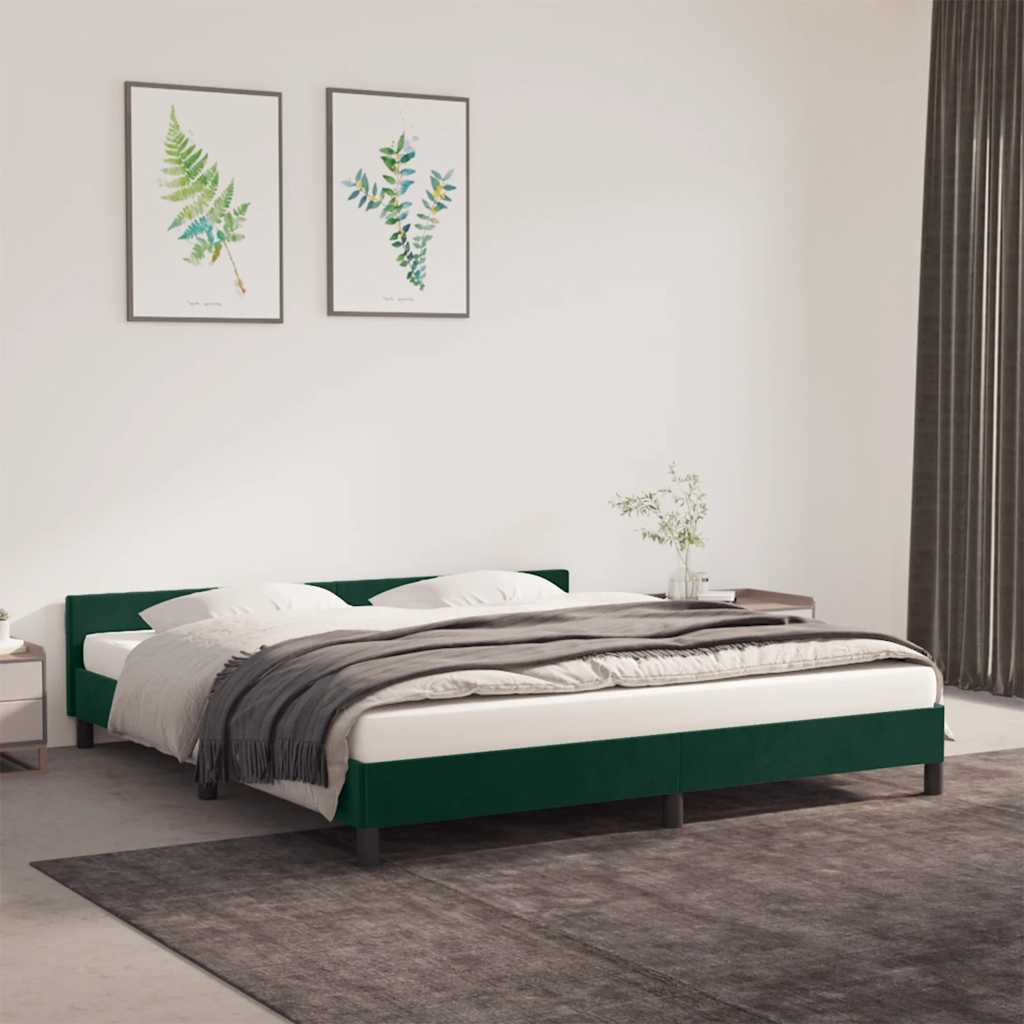 Bedframe zonder matras 160x200 cm fluweel donkergroen – afbeelding 1