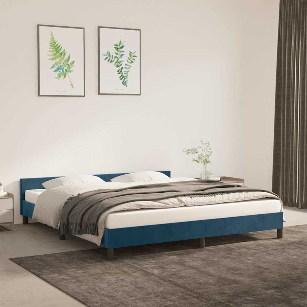 Bedframe zonder matras 180x200 cm fluweel donkerblauw – afbeelding 1