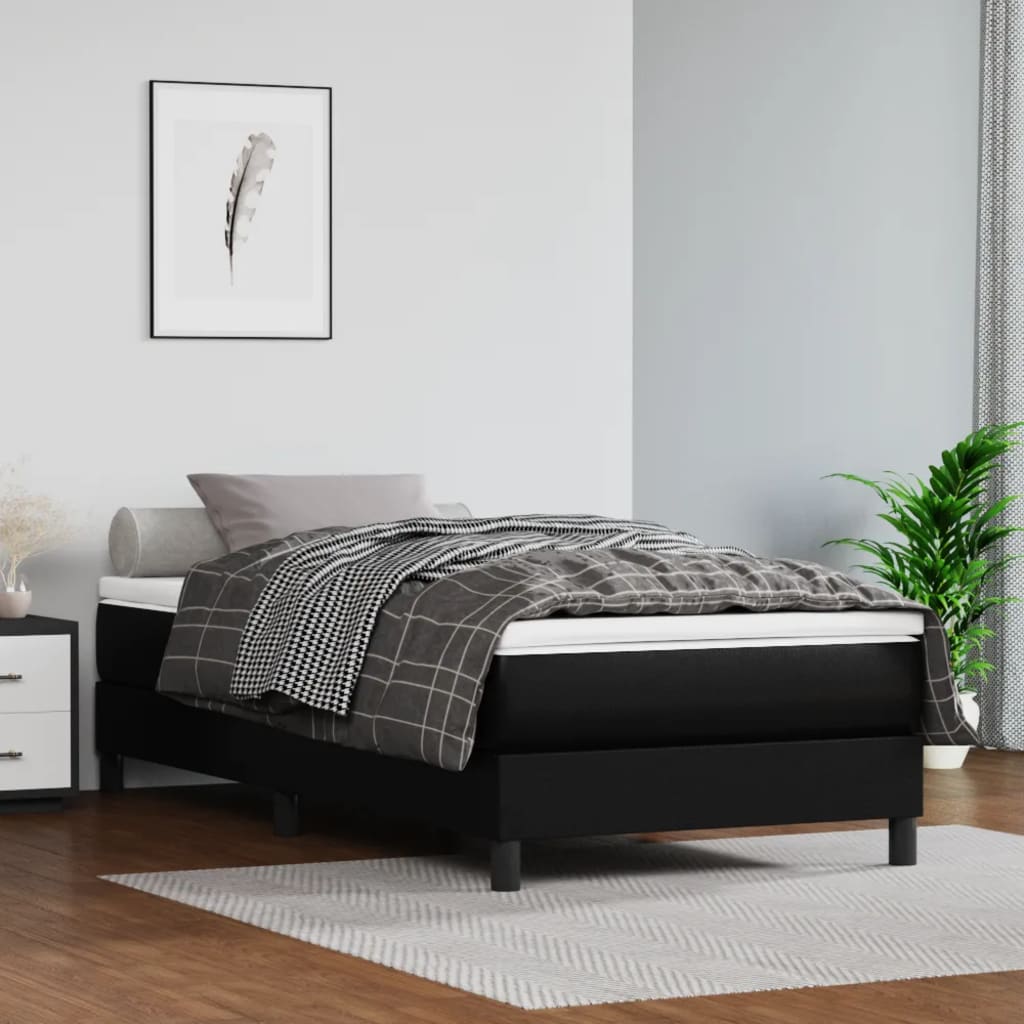 Pocketveringmatras medium 80x200x20 cm kunstleer zwart – afbeelding 1