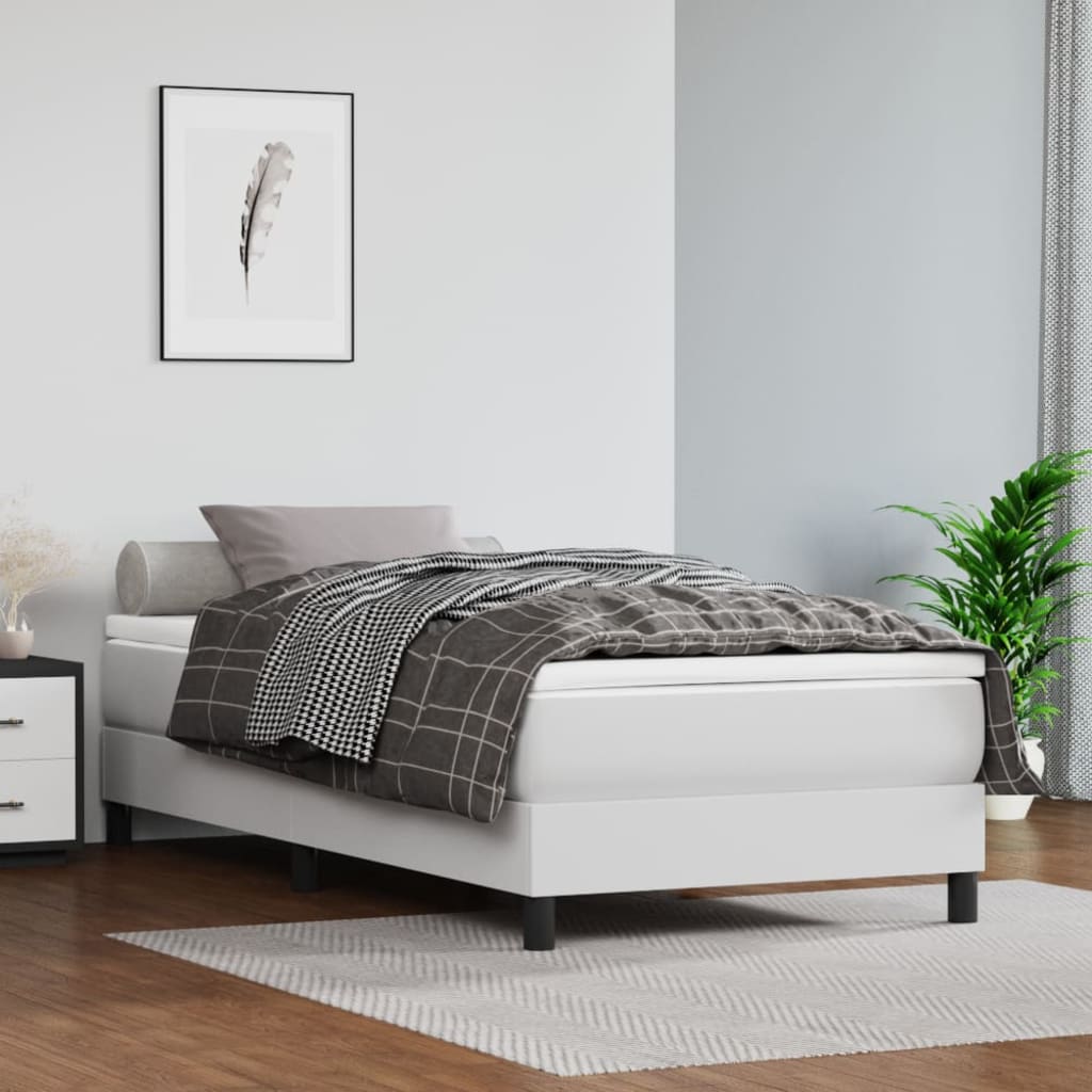 Pocketveringmatras medium 100x200x20 cm kunstleer wit