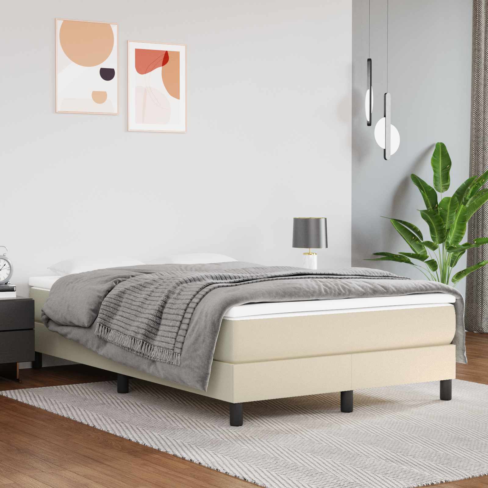 Pocketveringmatras medium 120x200x20 cm kunstleer crèmekleurig – afbeelding 1