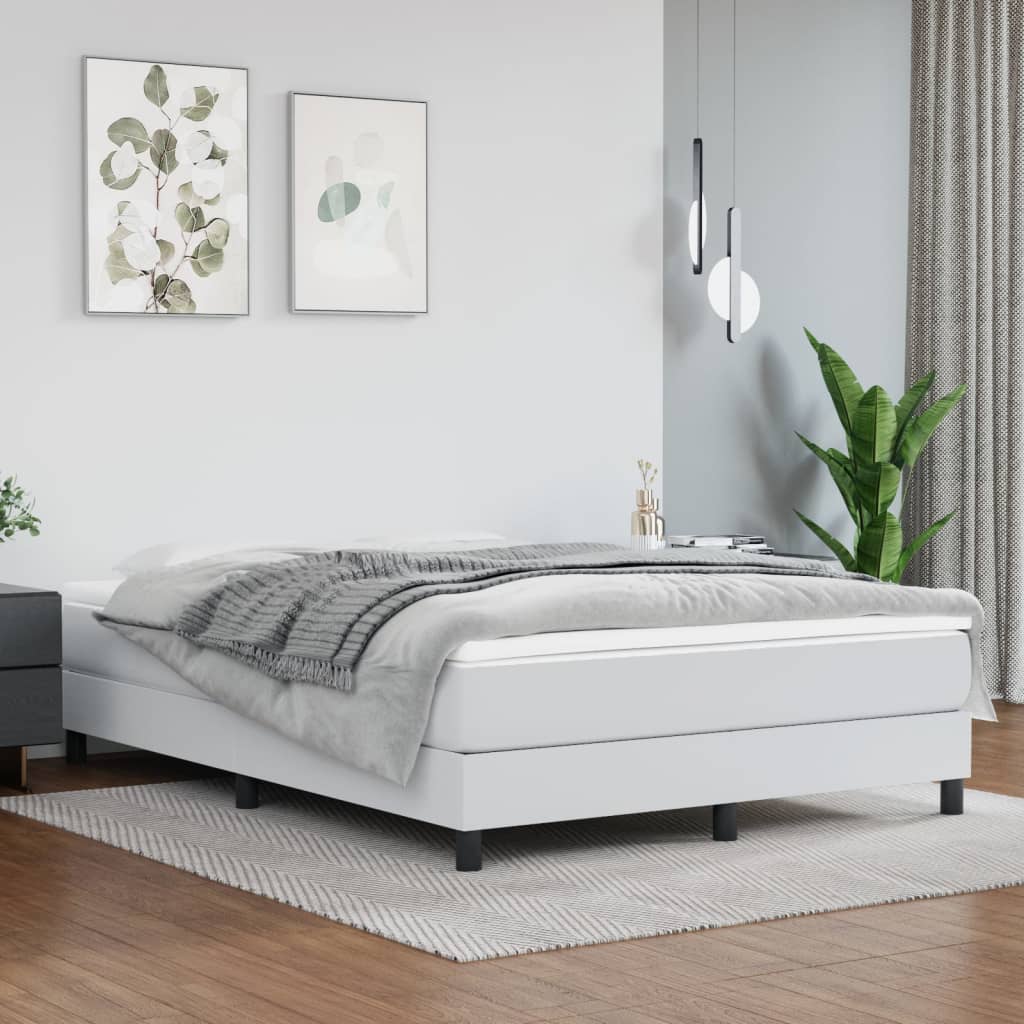Pocketveringmatras medium 140x190x20 cm kunstleer wit