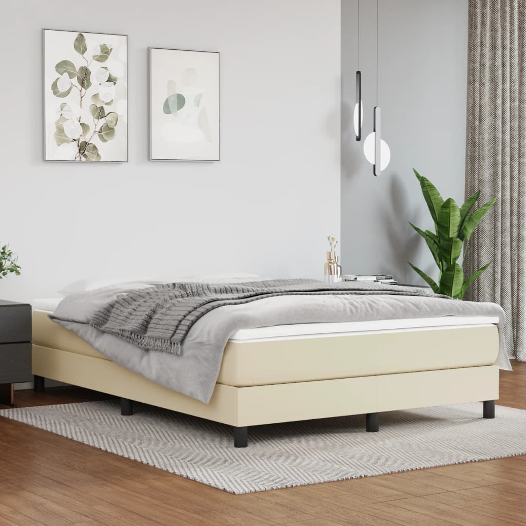 Pocketveringmatras medium 140x190x20 cm kunstleer crèmekleurig – afbeelding 1