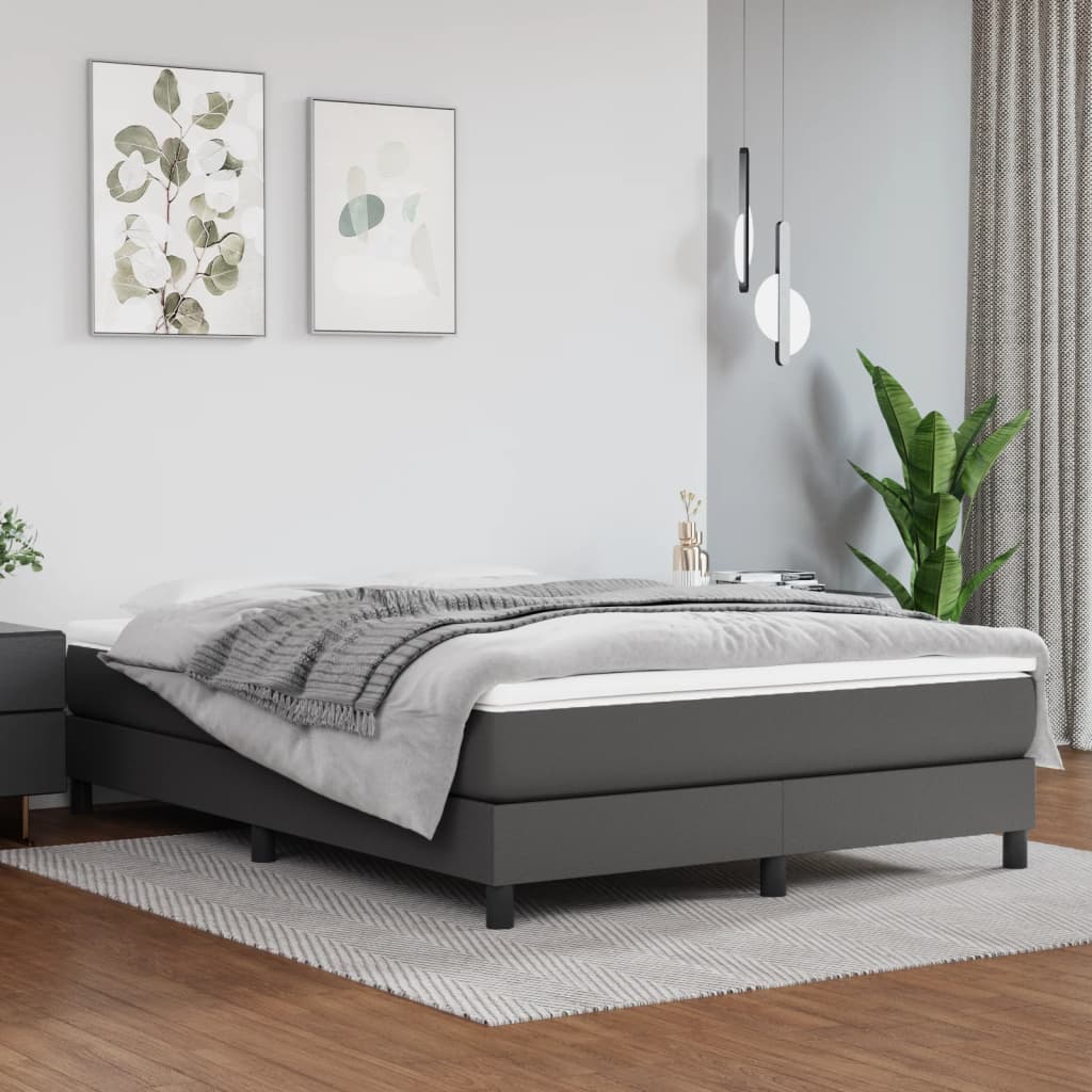 Pocketveringmatras medium 140x200x20 cm kunstleer grijs – afbeelding 1