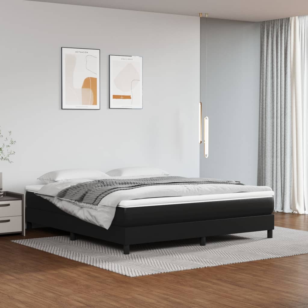 Pocketveringmatras medium 160x200x20 cm kunstleer zwart