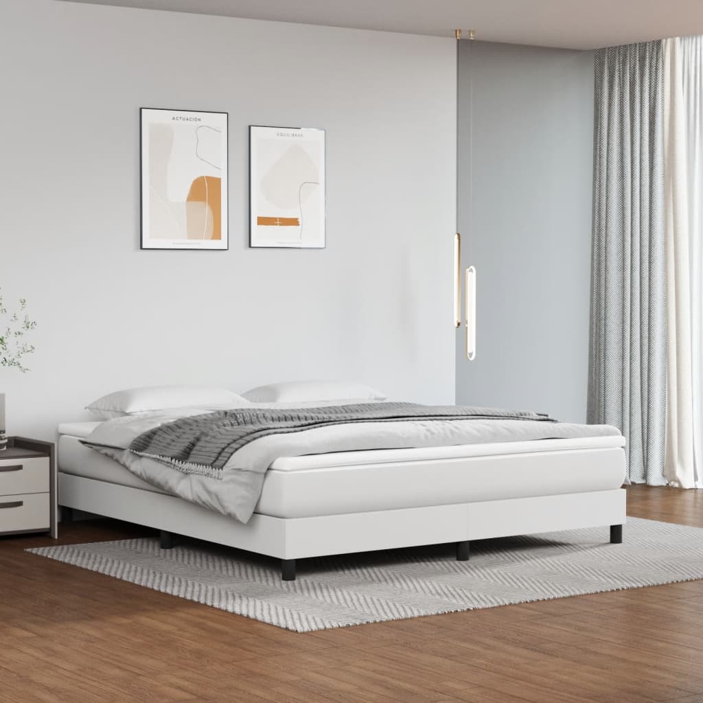 Pocketveringmatras medium 160x200x20 cm kunstleer wit – afbeelding 1