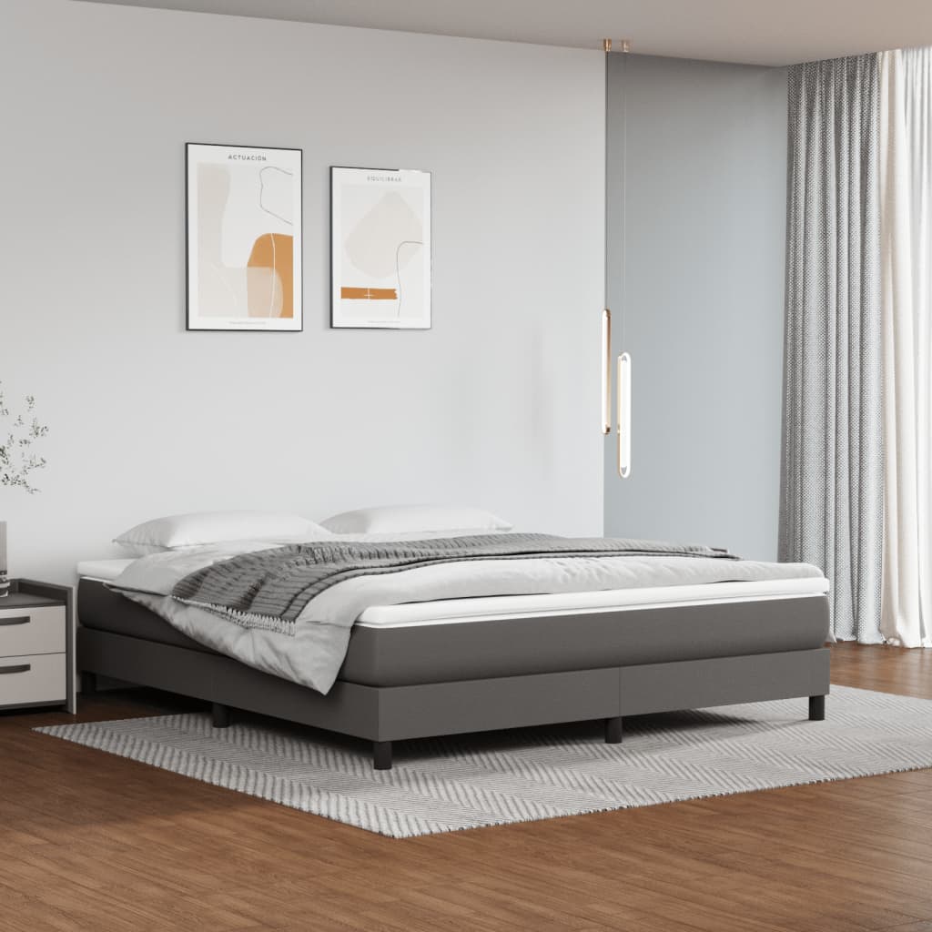 Pocketveringmatras medium 160x200x20 cm kunstleer grijs – afbeelding 1