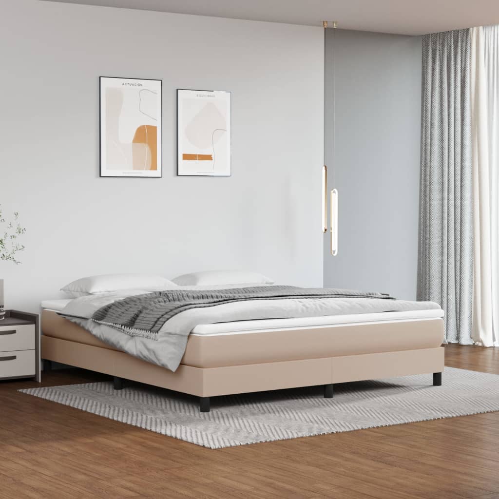 Pocketveringmatras medium 160x200x20 cm kunstleer cappuccinokleurig