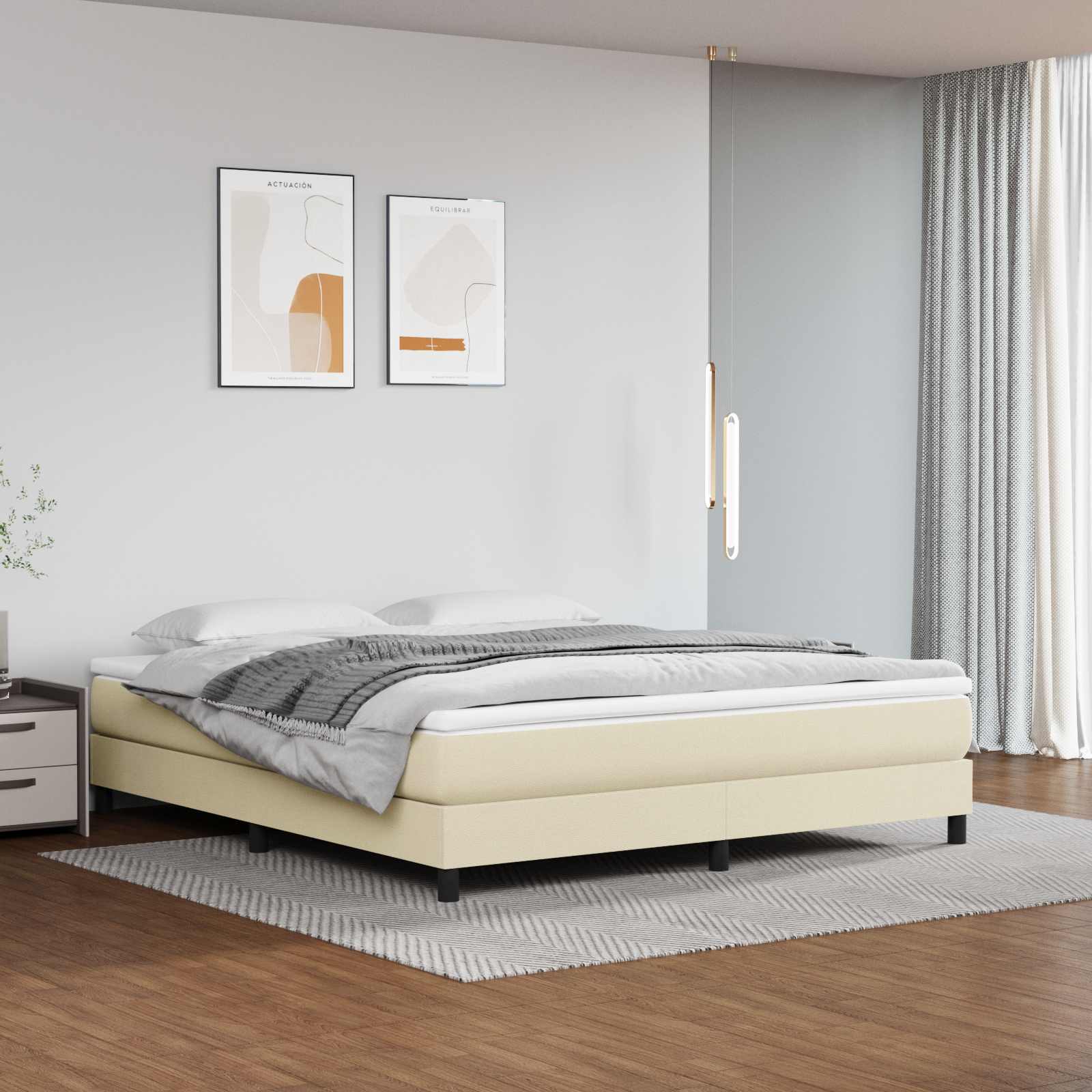 Pocketveringmatras medium 180x200x20 cm kunstleer crèmekleurig – afbeelding 1