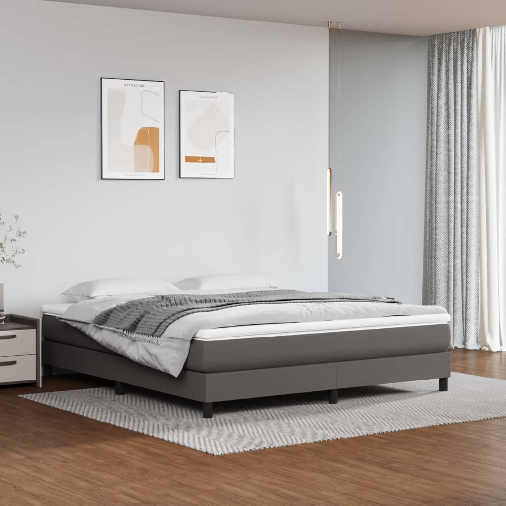 Pocketveringmatras medium 180x200x20 cm kunstleer grijs