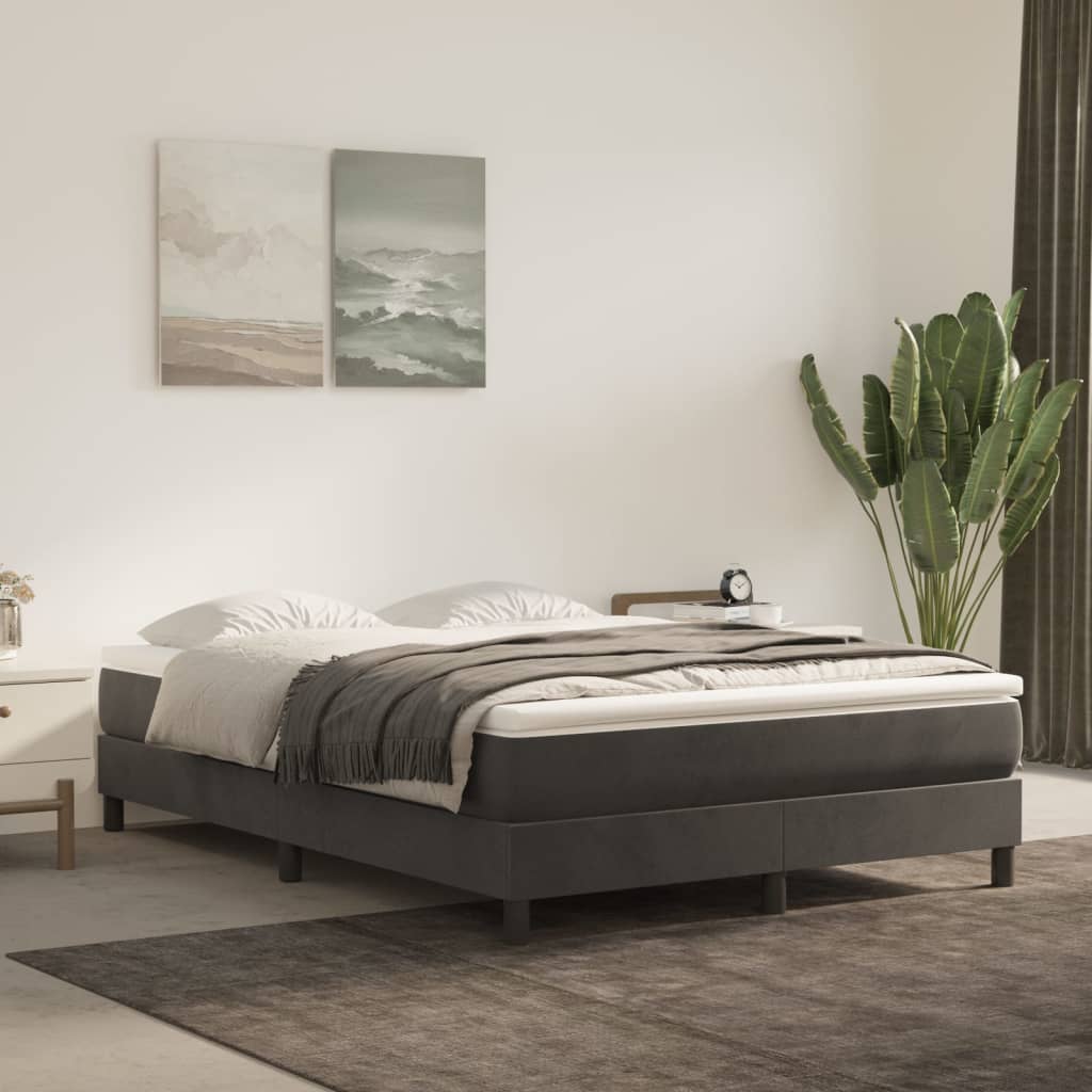 Pocketveringmatras medium full 137x190x20 cm fluweel donkergrijs – afbeelding 1