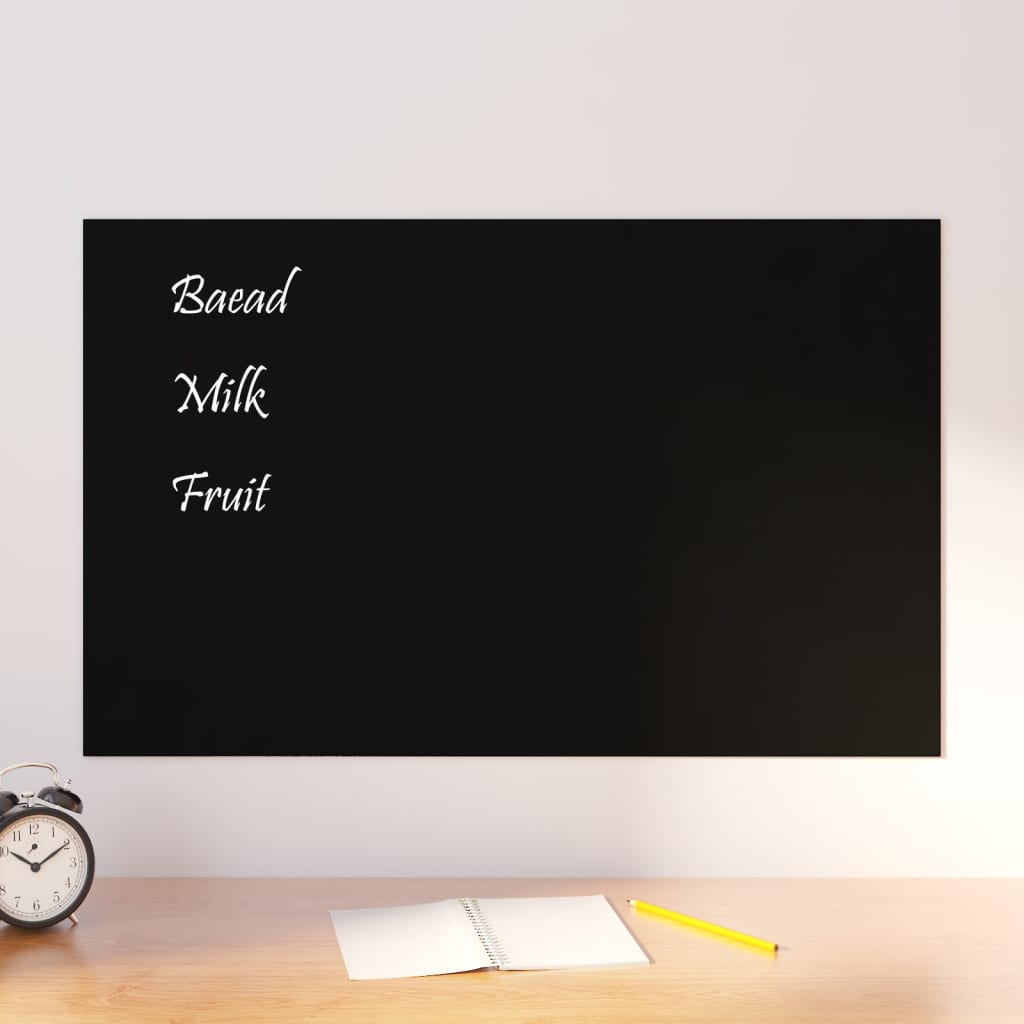 Magneetbord voor aan de wand 80x50 cm gehard glas zwart – afbeelding 1