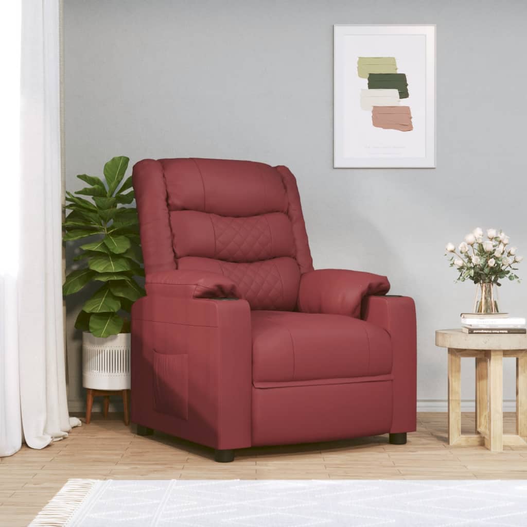 Fauteuil verstelbaar kunstleer wijnrood