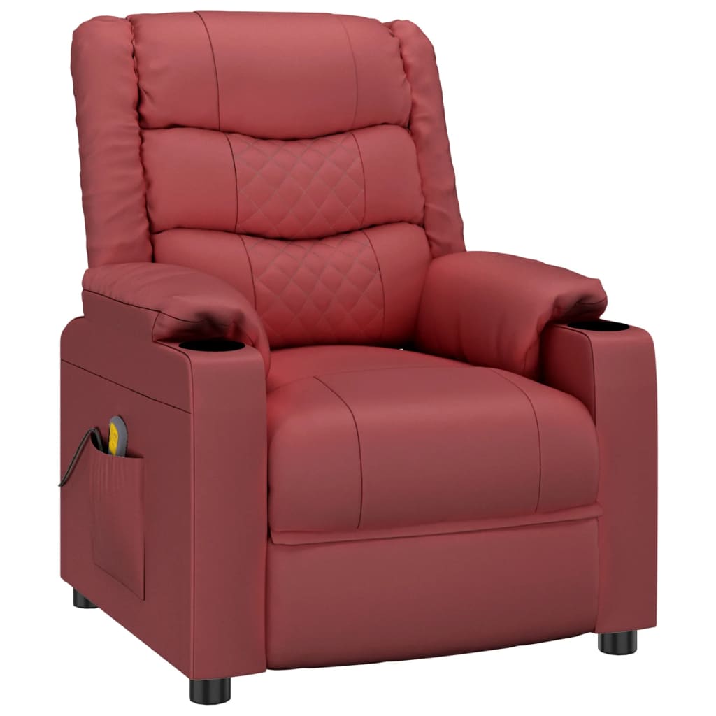 Fauteuil verstelbaar kunstleer wijnrood – afbeelding 2