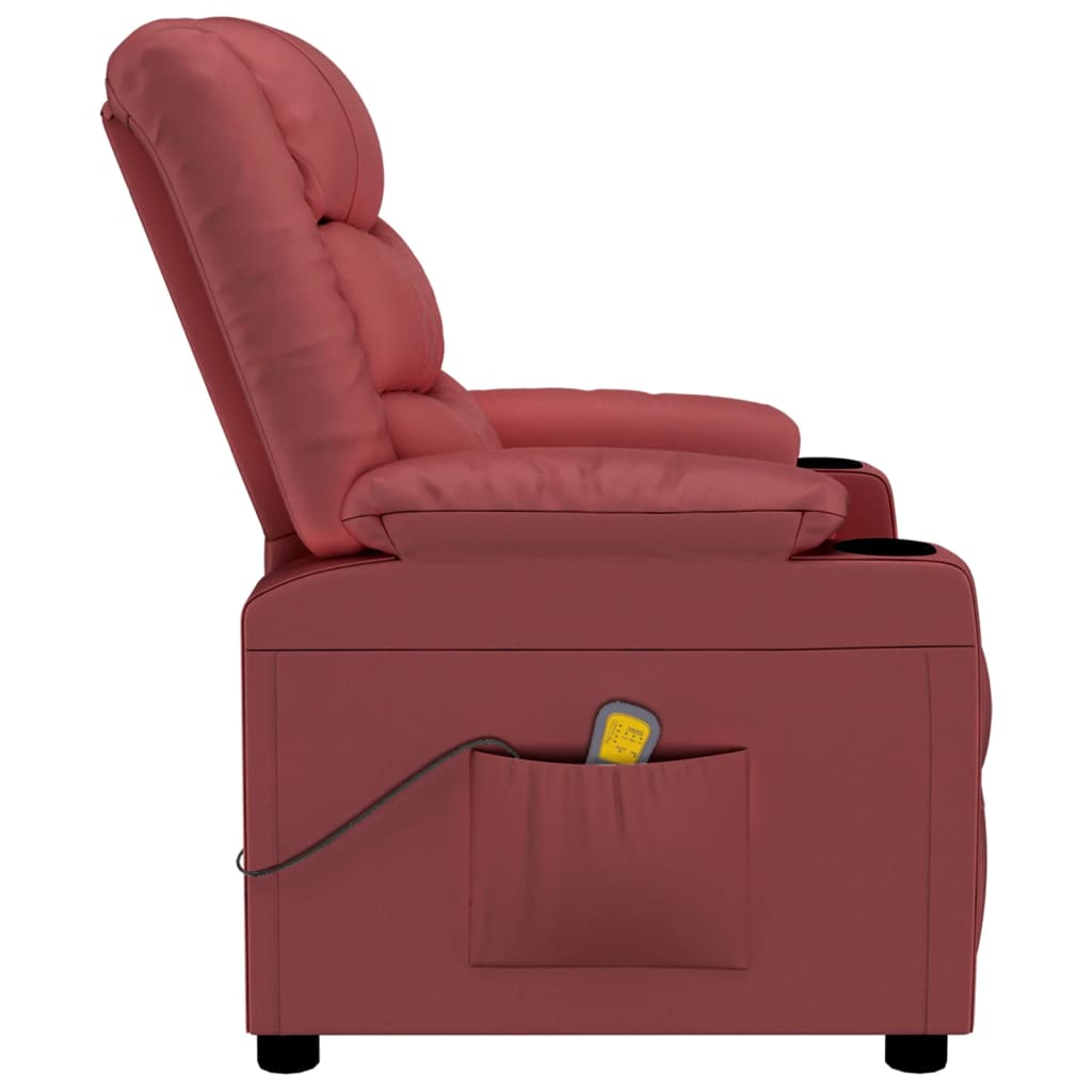 Fauteuil verstelbaar kunstleer wijnrood – afbeelding 4