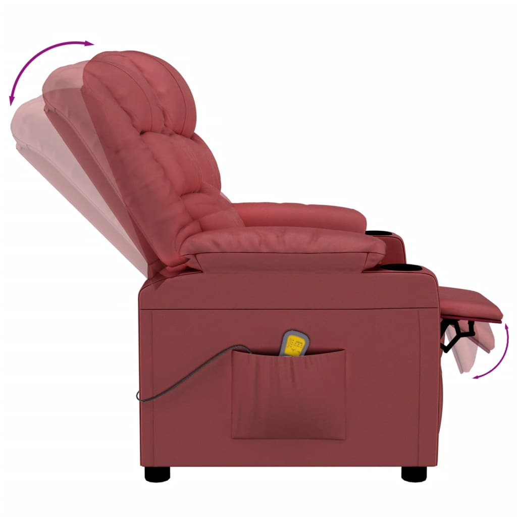 Fauteuil verstelbaar kunstleer wijnrood – afbeelding 6