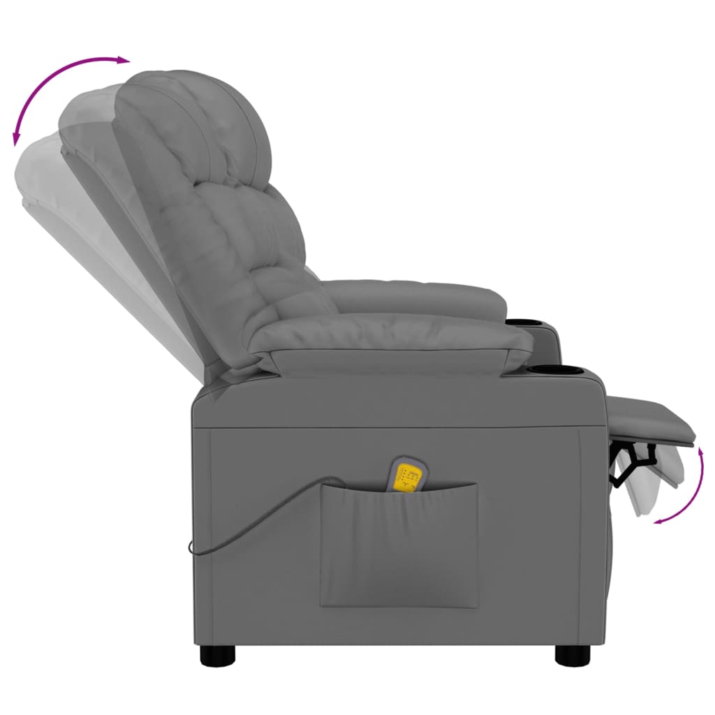 Massagestoel kunstleer grijs – afbeelding 6