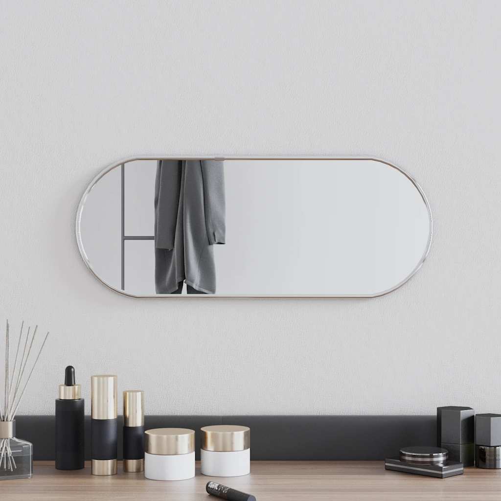 Wandspiegel 50x20 cm ovaal zilverkleurig – afbeelding 1