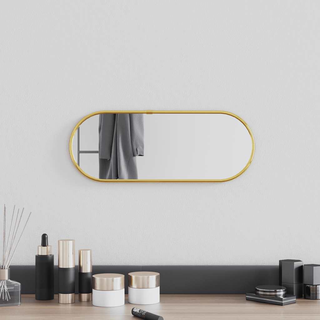Wandspiegel 40x15 cm ovaal goudkleurig – afbeelding 1