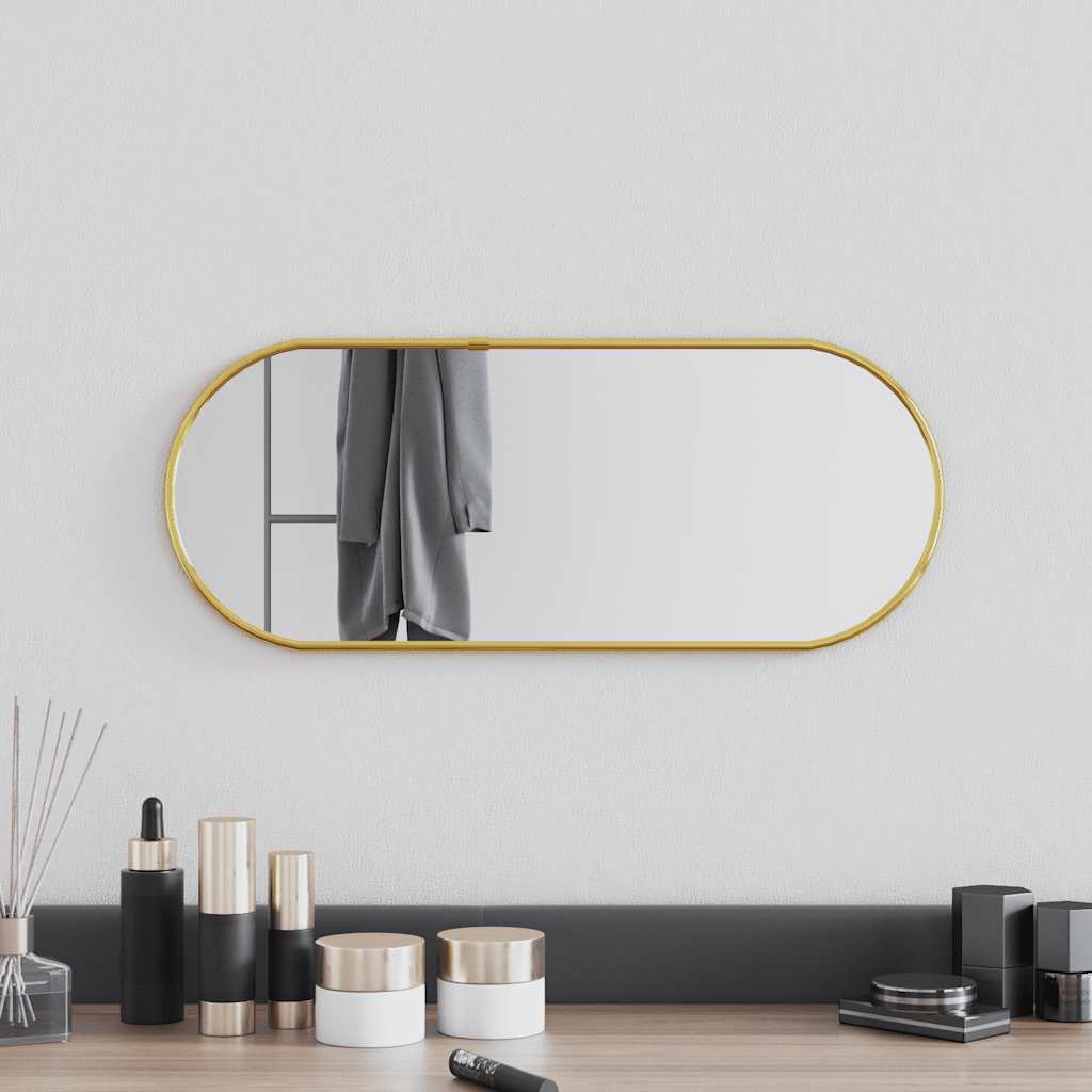 Wandspiegel 50x20 cm ovaal goudkleurig – afbeelding 1