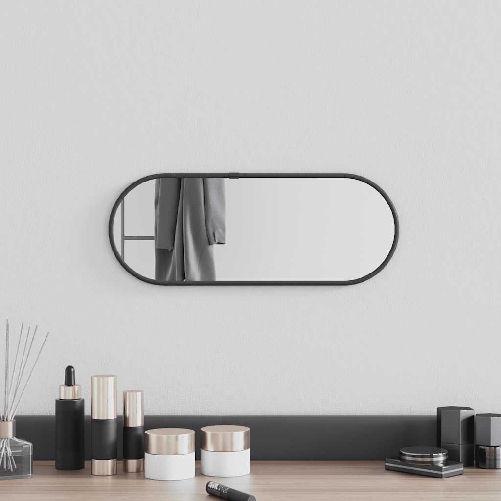 Wandspiegel 40x15 cm ovaal zwart – afbeelding 1