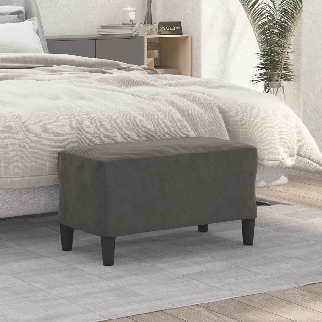 Bankje 70x35x41 cm fluweel donkergrijs – afbeelding 1