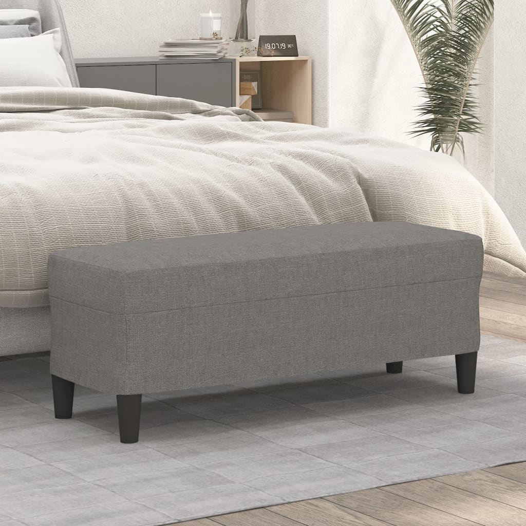 Bankje 100x35x41 cm stof donkergrijs