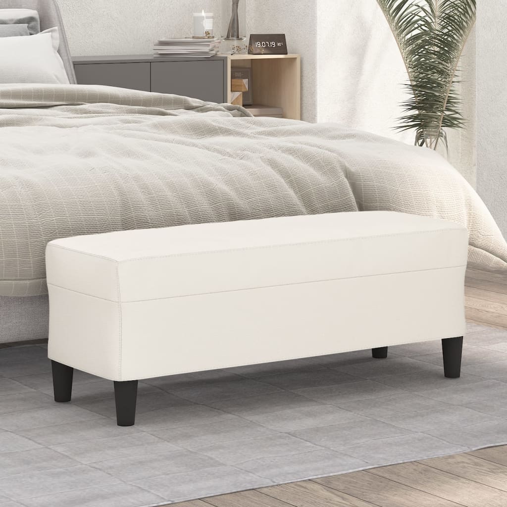 Bankje 100x35x41 cm kunstleer crèmekleurig – afbeelding 1