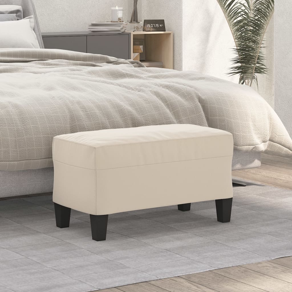 Bankje 70x35x41 cm microvezelstof crème