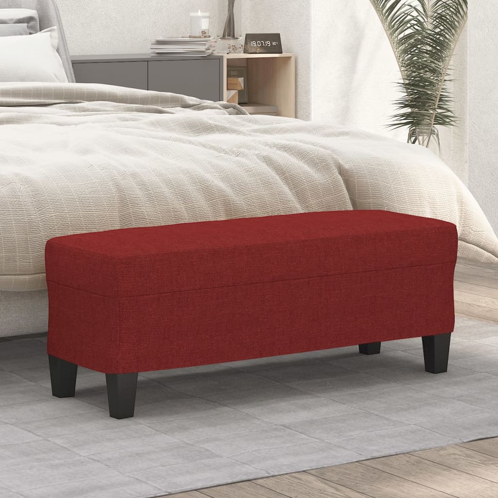 Bankje 100x35x41 cm stof wijnrood – afbeelding 1