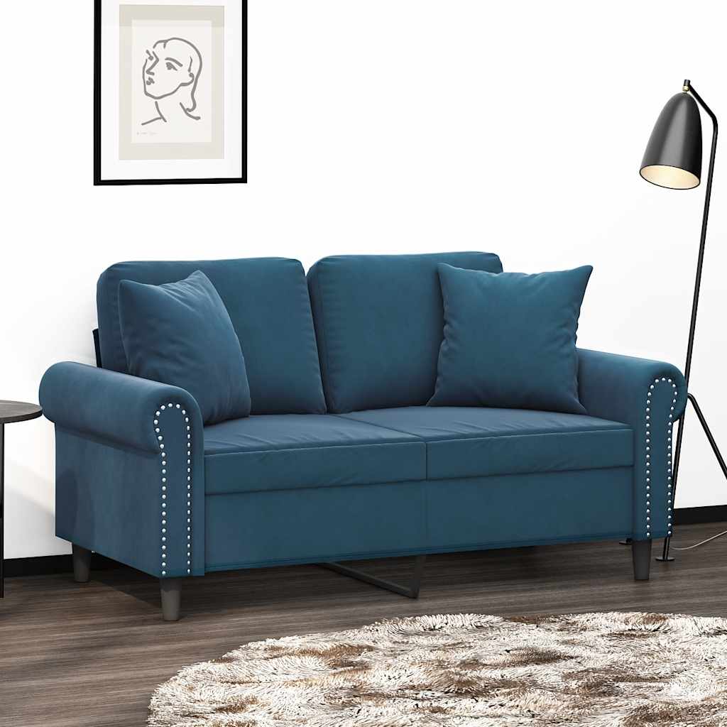 Sierkussens 2 st 40x40 cm fluweel blauw