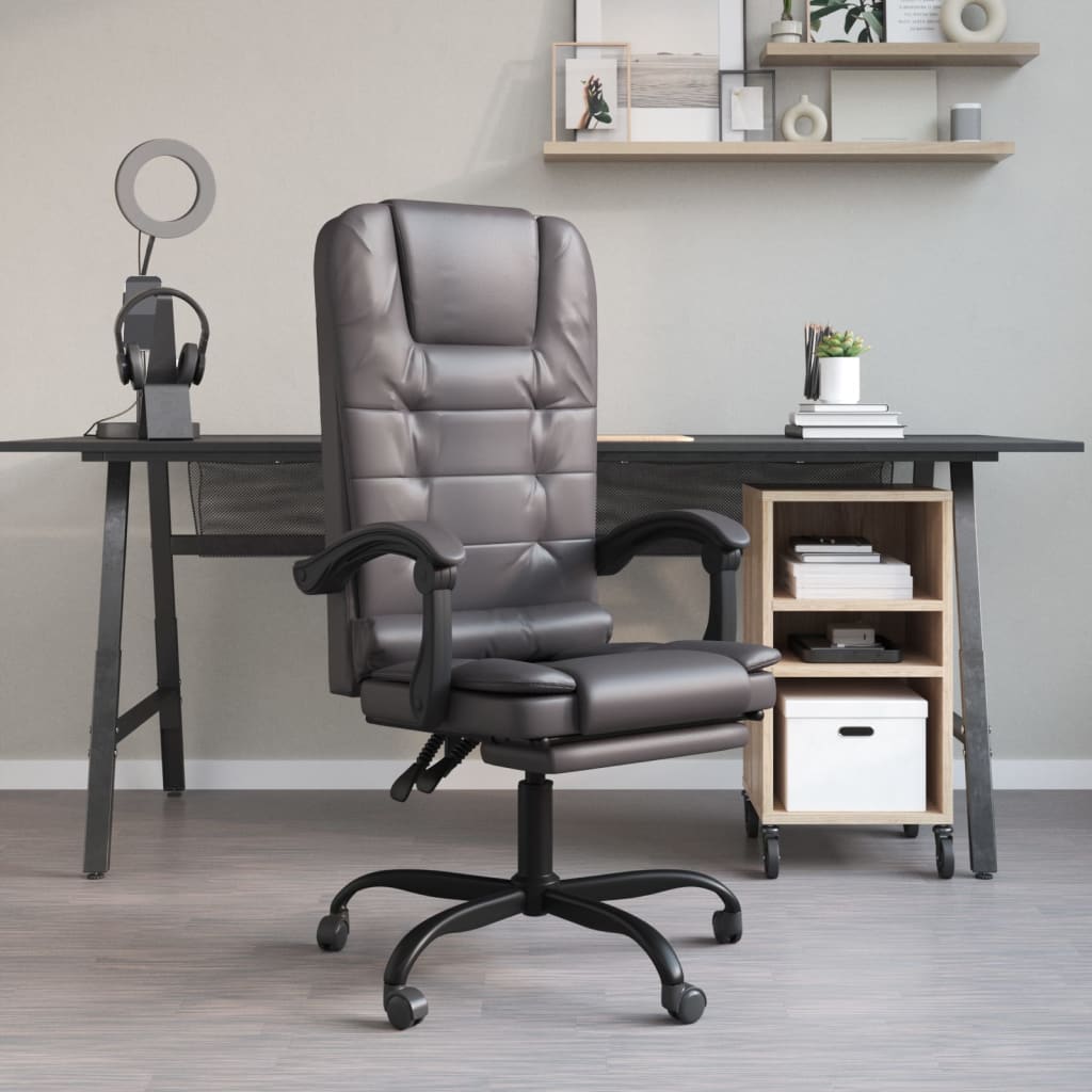 Massage Relaxfauteuil voor op kantoor grijs kunstleer