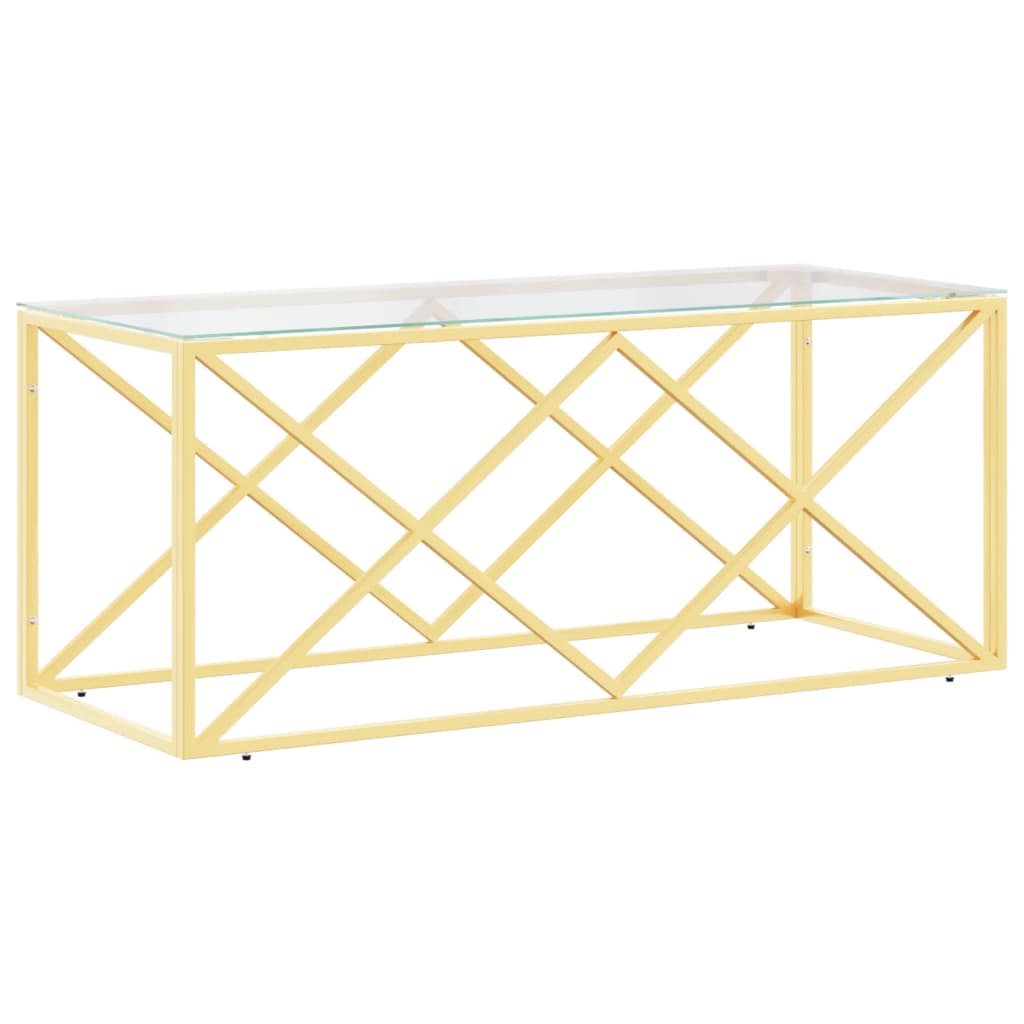 Salontafel 110x45x45 cm roestvrij staal en glas – afbeelding 2