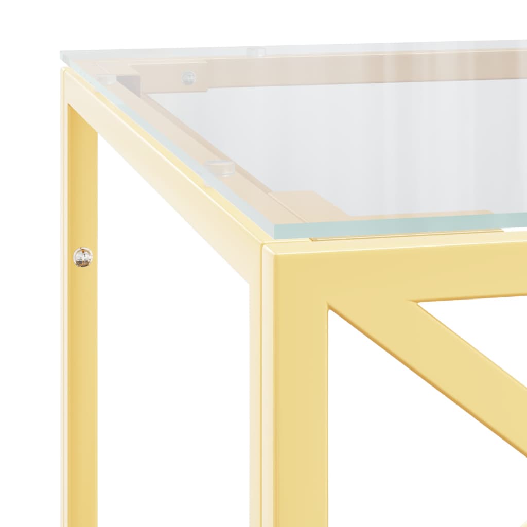 Salontafel 110x45x45 cm roestvrij staal en glas – afbeelding 5
