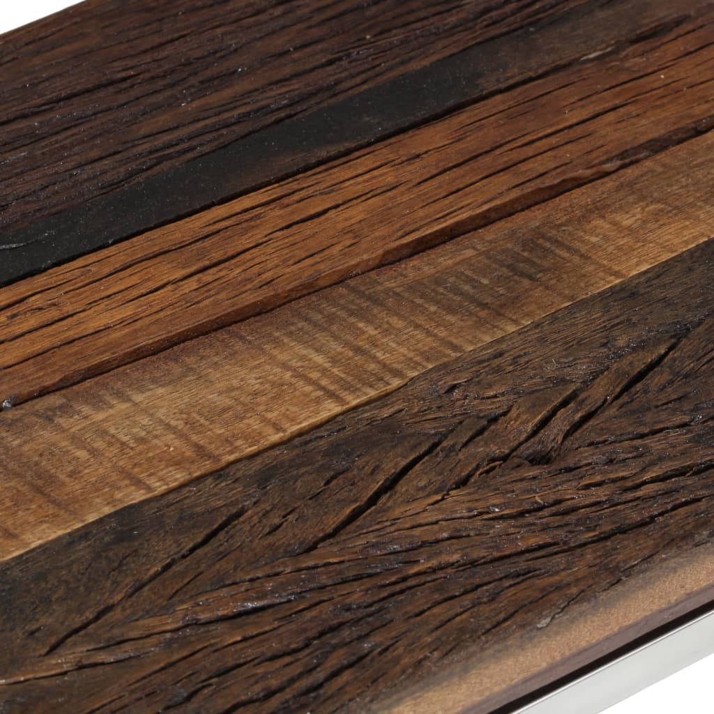 Wandtafel roestvrij staal en massief bielshout zilverkleurig – afbeelding 5