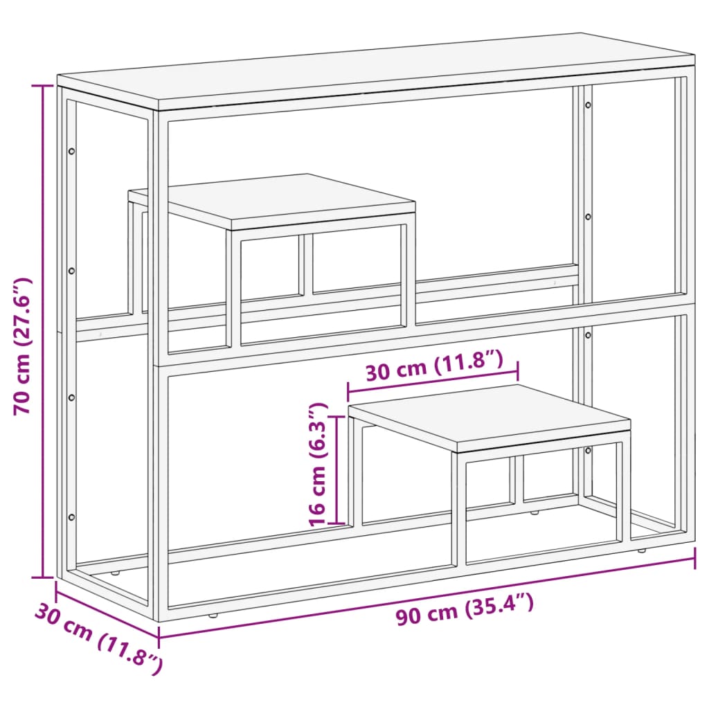 Wandtafel roestvrij staal en massief bielshout zilverkleurig – afbeelding 9