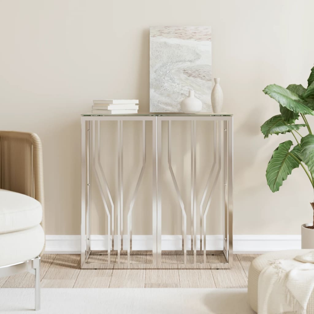 Wandtafel 70x30x70 cm roestvrij staal en glas – afbeelding 1