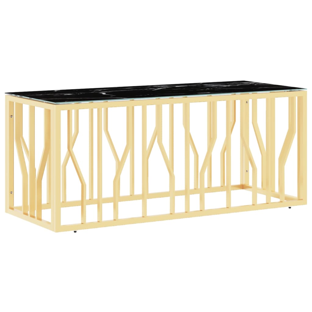 Salontafel 110x45x45 cm roestvrij staal en glas goudkleurig – afbeelding 2