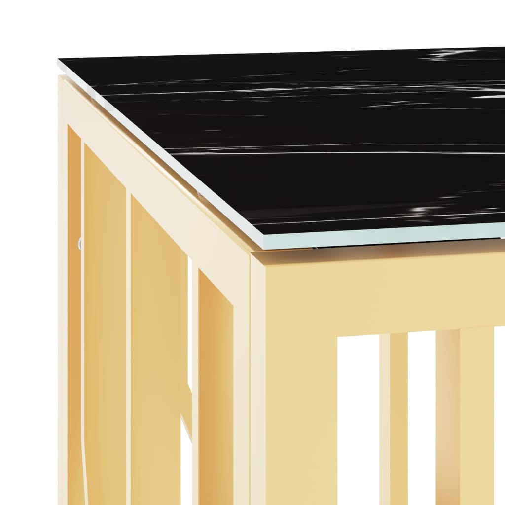 Salontafel 110x45x45 cm roestvrij staal en glas goudkleurig – afbeelding 5