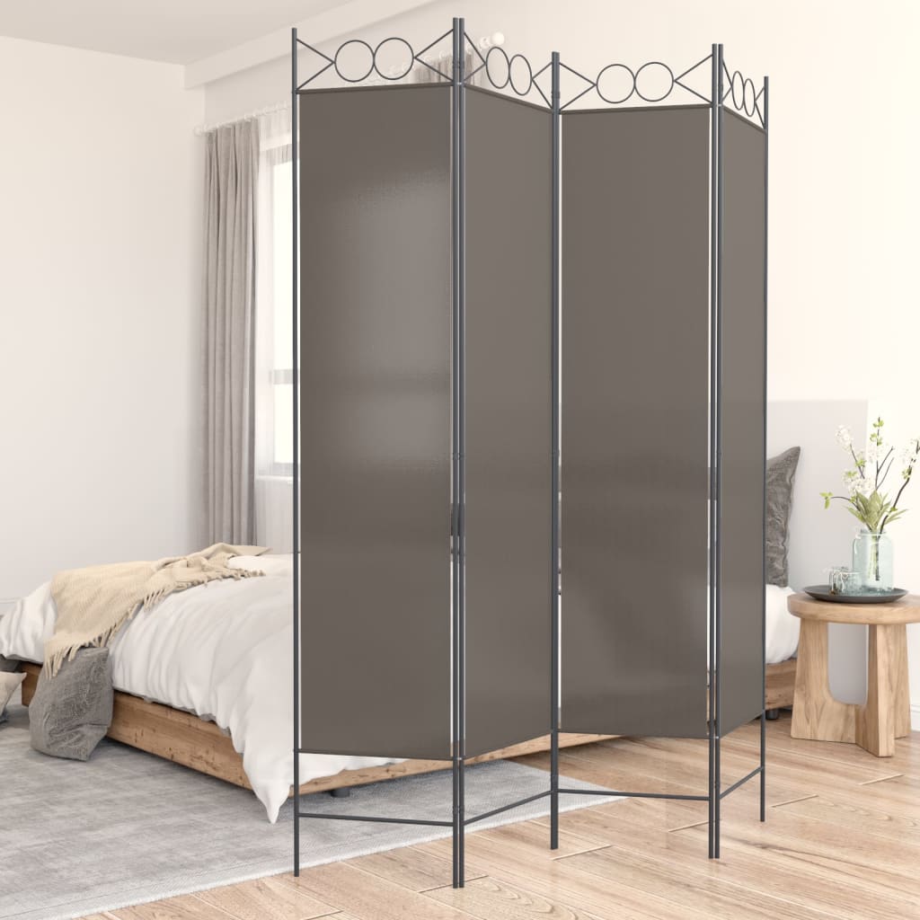 Kamerscherm met 4 panelen 160x200 cm stof antracietkleurig
