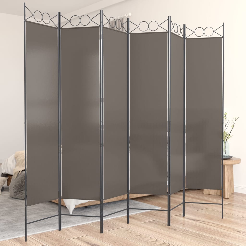 Kamerscherm met 6 panelen 240x200 cm stof antracietkleurig